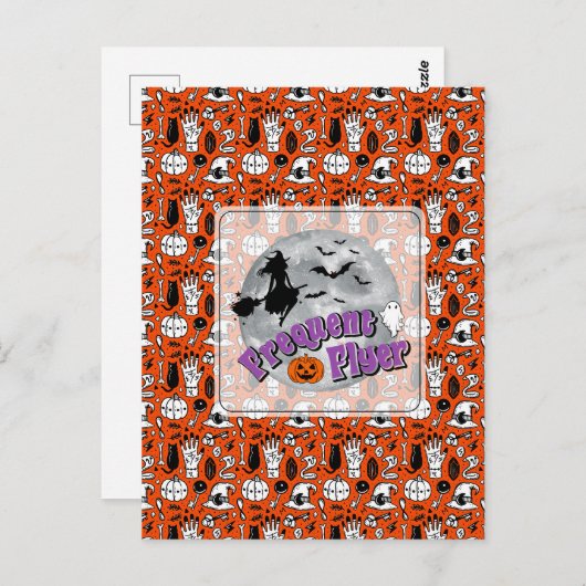 Carte Postale Broomstick pour sorcière Halloween Circulaire fréq (Devant / Derrière)