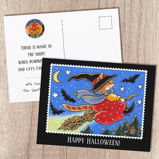 Carte Postale Broomstick sorcière Halloween personnalisée
