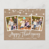 Carte Postale Brossage de script Kraft Lights 3 Photo Thanksgivi (Devant)