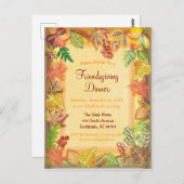 Carte Postale Brosse de feuillage d'automne pour Thanksgiving (Devant / Derrière)