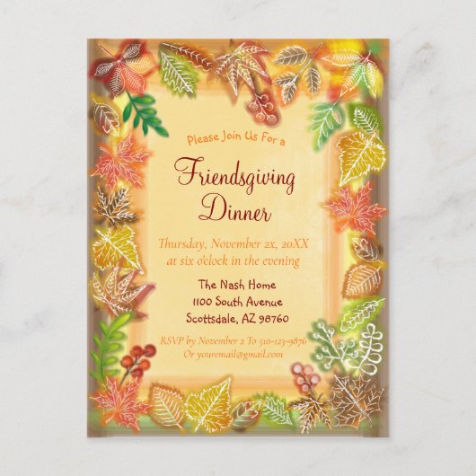 Carte Postale Brosse de feuillage d'automne pour Thanksgiving (Devant)