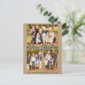 Carte Postale Brosse Kraft Script Famille 3 Photo Joyeux Noël (Debout devant)