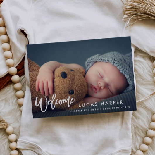 Carte Postale Brosse moderne lettrage faire-part de naissance bé