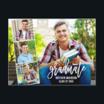 Carte Postale Brosse moderne Script 4 Photo Graduation Party<br><div class="desc">Script de brosse moderne Diplômé photo Graduate Party Invitation Carte postale</div>