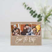 Carte Postale Brosse Moderne Script Enregistrer La Date 3 Photo  (Debout devant)