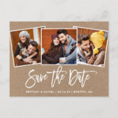 Carte Postale Brosse Moderne Script Enregistrer La Date 3 Photo  (Devant)