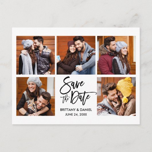 Carte Postale Brosse moderne Script Enregistrer la date 5 Photo  (Devant)