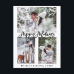 Carte Postale Brosse moderne Script Happy Holidays 3 Photo Holid<br><div class="desc">Brosse moderne Script Happy Holidays 3 Photo Carte postale</div>