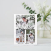Carte Postale Brosse moderne Script Happy Holidays 3 Photo Holid (Debout devant)