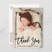 Carte Postale Brosse moderne Script Merci Nouveau Baby Postcard (Devant / Derrière)