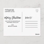 Carte Postale Brosse rouge moderne Script 3 Photo Couple Noël (Dos)