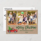 Carte Postale Brosse Script 3 Photo Camion de Noël Kraft (Devant / Derrière)