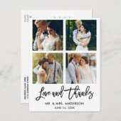 Carte Postale Brosse Script Amour et Merci Mariage 4 Photo (Devant / Derrière)