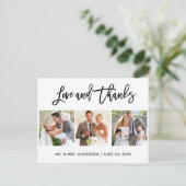 Carte Postale Brosse Script Amour et Remerciements Mariage 3 Pho (Debout devant)