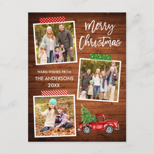 Carte Postale Brosse Script artisanal Bande bois Camion rouge No (Devant)