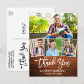 Carte Postale Brosse Script Bois 4 Photo Remerciements de fin d' (Devant / Derrière)