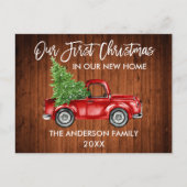 Carte Postale Brosse Script Bois Premier Noël Nouveau Camion (Devant)