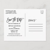 Carte Postale Brosse Script Bois rustique Enregistrer La Date 4  (Dos)
