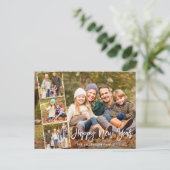 Carte Postale Brosse Script Bonne année Famille 4 Photo (Debout devant)