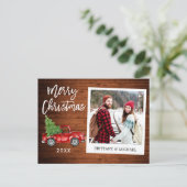 Carte Postale Brosse Script Camion Photo instantanée Bois Noël (Debout devant)