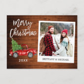 Carte Postale Brosse Script Camion Photo instantanée Bois Noël (Devant)