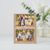 Carte Postale Brosse Script Famille 3 Photo Kraft Thanksgiving (Debout devant)