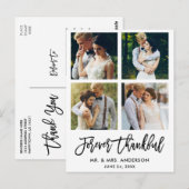 Carte Postale Brosse Script Forever Merci pour le Mariage 4 Phot (Devant / Derrière)