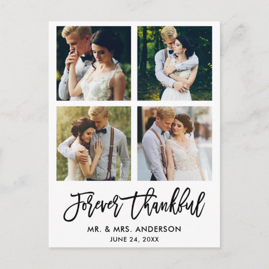 Carte Postale Brosse Script Forever Merci pour le Mariage 4 Phot (Devant)