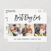 Carte Postale Brosse Script Meilleur Jour Ever Mariage 3 Photo (Devant / Derrière)