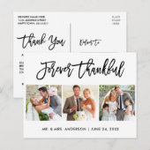 Carte Postale Brosse Script Merci Éternellement 3 Photo Mariage (Devant / Derrière)