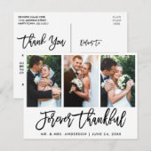 Carte Postale Brosse Script Merci pour toujours Mariage 3 Photo (Devant / Derrière)