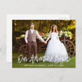 Carte Postale Brosse Script Notre aventure commence Mariage Merc (Devant / Derrière)