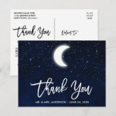 Carte Postale Brosse Script Remerciement de Mariage Céleste (Devant / Derrière)