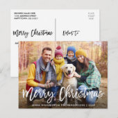 Carte Postale Brosse Script Star Famille Photo Joyeux Noël (Devant / Derrière)