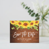 Carte Postale Brosse Script Tournesol Floral Bois Enregistrer la (Debout devant)