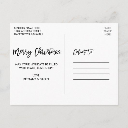 Carte Postale Brosse verte moderne Script Joyeux Noël Photo (Dos)