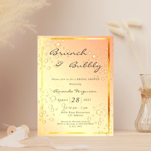 Carte Postale Brouillard de douche nuptiale bulle d'or invitatio
