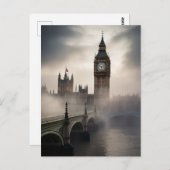 Carte Postale Brouillard de Londres Big Ben (Devant / Derrière)