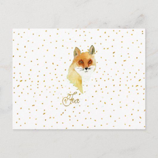 Carte Postale Brown aquarelle renard or faux points de parties s (Devant)