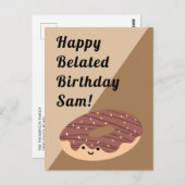 Carte Postale Brown arrosage de chocolat Doughnut | Anniversaire (Devant / Derrière)