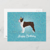 Carte Postale Brown Boston Terrier Conception d'anniversaire (Devant / Derrière)