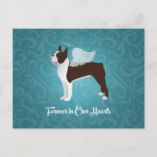 Carte Postale Brown Boston Terrier Dog Angel Pet Memorial