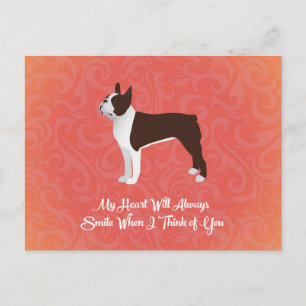 Carte Postale Brown Boston Terrier Mon Coeur Va Toujours Sourire