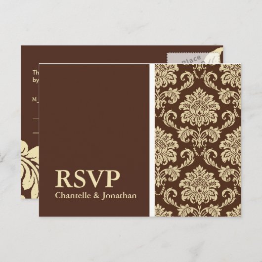 Carte postale Brown Damask RSVP (Devant / Derrière)