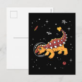 Carte Postale Brown Et Tan Ankylosaurus Dinos Dans L'Espace (Devant / Derrière)