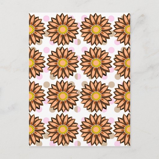 Carte Postale Brown Fleurs rose pois point motif floral (Devant)
