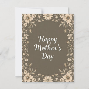 Carte Postale Brown Floral Frame Mères Fête Mère