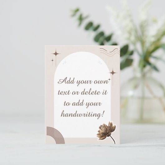 Carte Postale Brown minimaliste Boho Notes personnalisables cart (Debout devant)