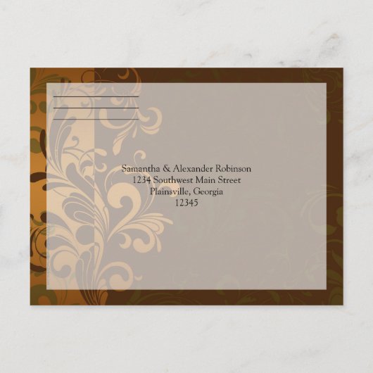 Carte postale Brown or/vert RSVP réponse (Dos)