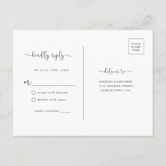 Carte postale Brown RSVP Rustique simple Kraft (Dos)